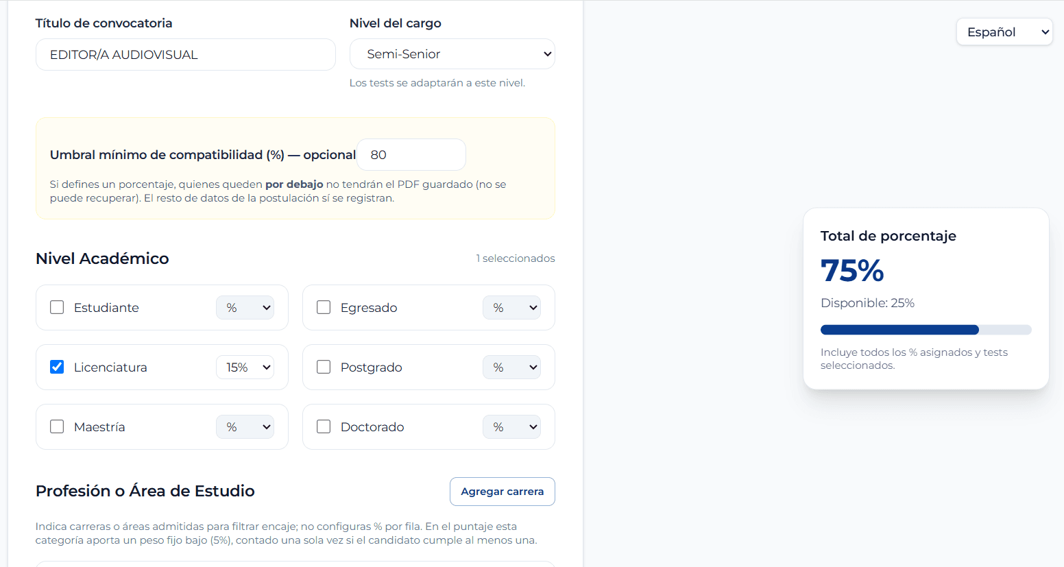 Paso 1: Crear convocatoria.