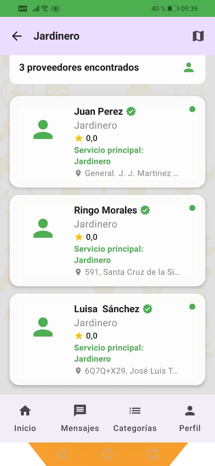 Varios proveedores por categoría